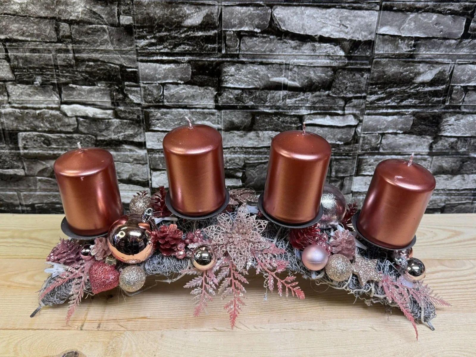 Adventsgesteck kupfer/rosa