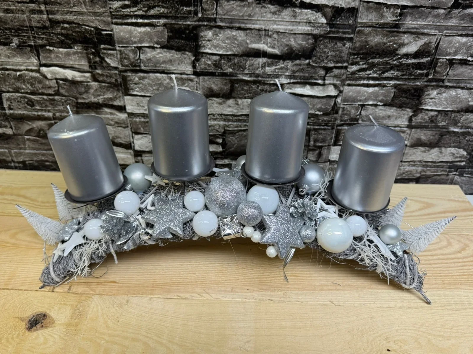 Adventsgesteck, silber