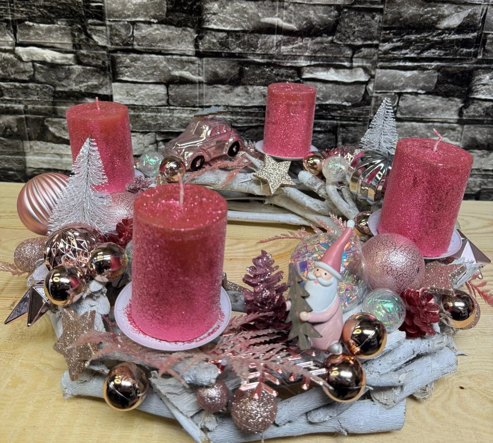 Adventskranz rosa